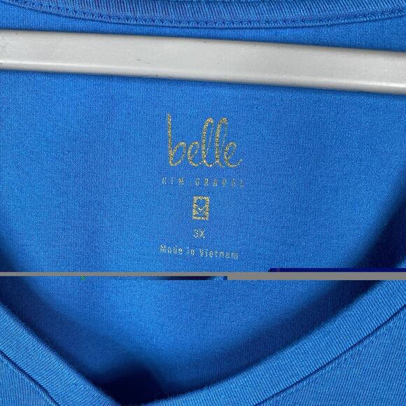 Belle by Kim Gravel Size 3X Primabelle Knit Short Sleeve V-Neck Top Blue - Picture 4 of 5